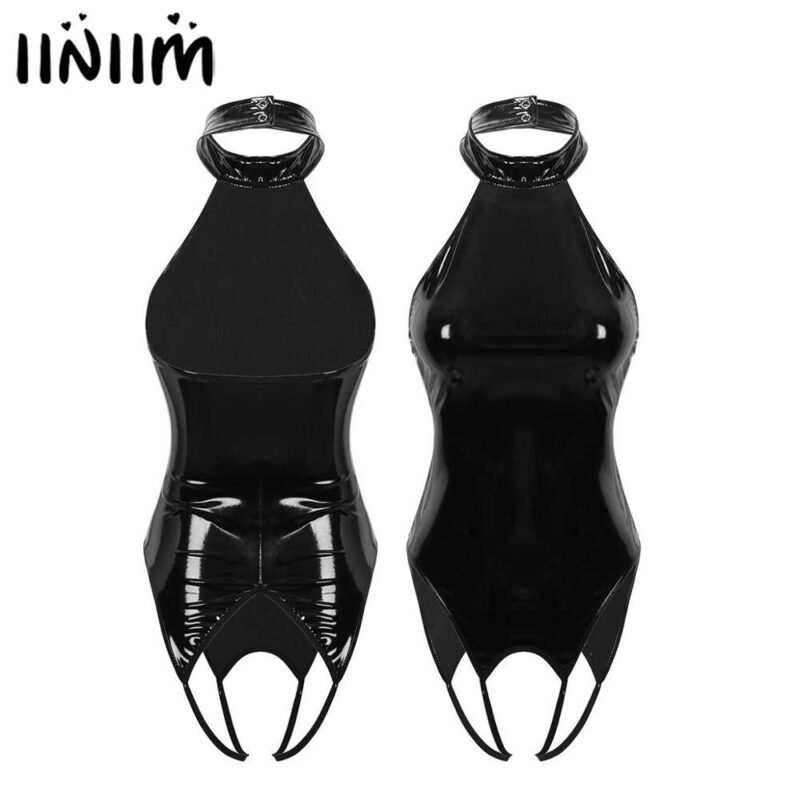 Frauen Femme Abend Parteien Latex Clubwear Teddies Dessous Catsuit Ouvert Sissy Cocktail Butt Body Backless Bodycon