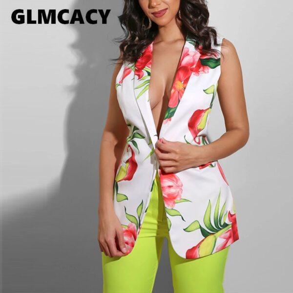 Frauen Floral Gedruckt Weste Mantel Büro Damen Weste Ärmellose Blazer Zweireiher Outwear Elegante Top