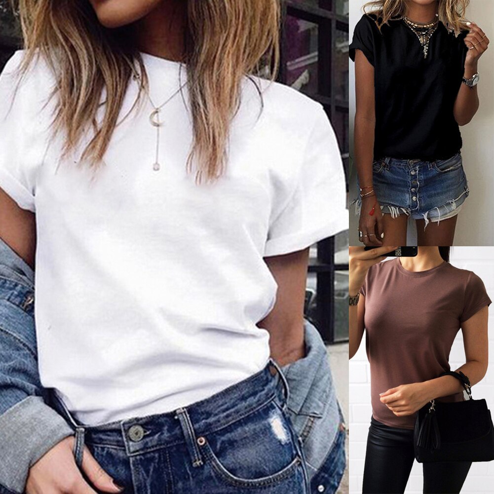 Frauen Grund Einfache Alle-match Einfarbig Stretch T-shirts 1PC Kurzen Nabel Top Damen Kurzarm O neck sexy Crop Top – Bild 3