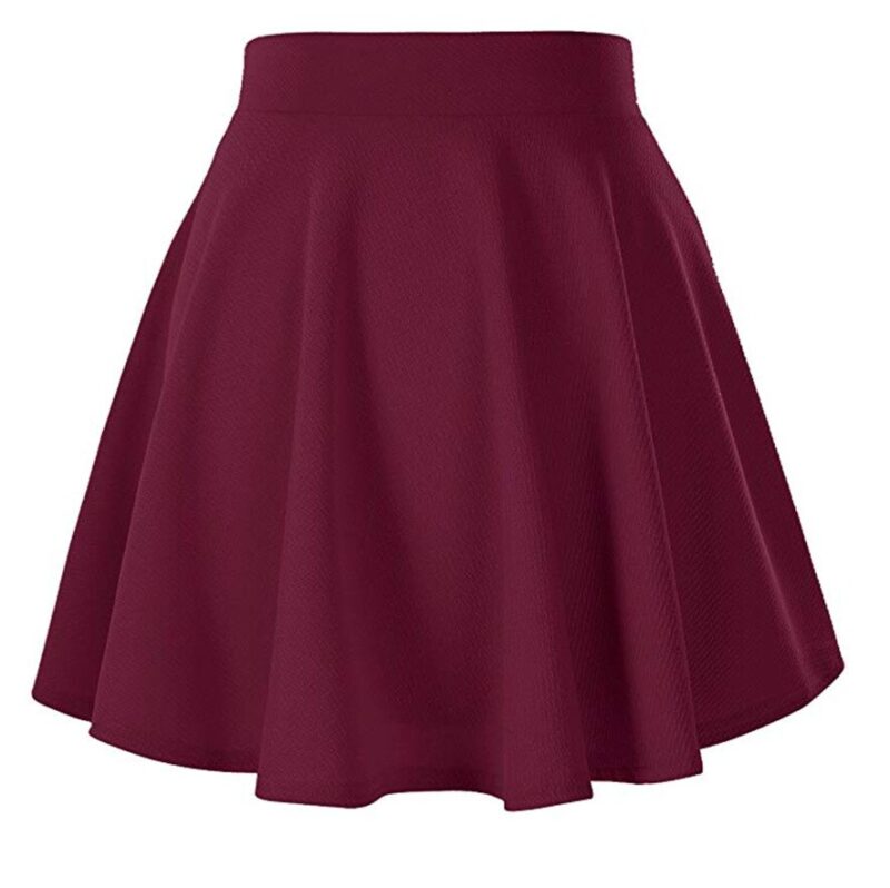 Frauen Grundlegende Vielseitig Stretchy Ausgestelltes Casual Mini Skater Rock pailletten rock Wein Rot Schwarz Kurzen Rock – Bild 3