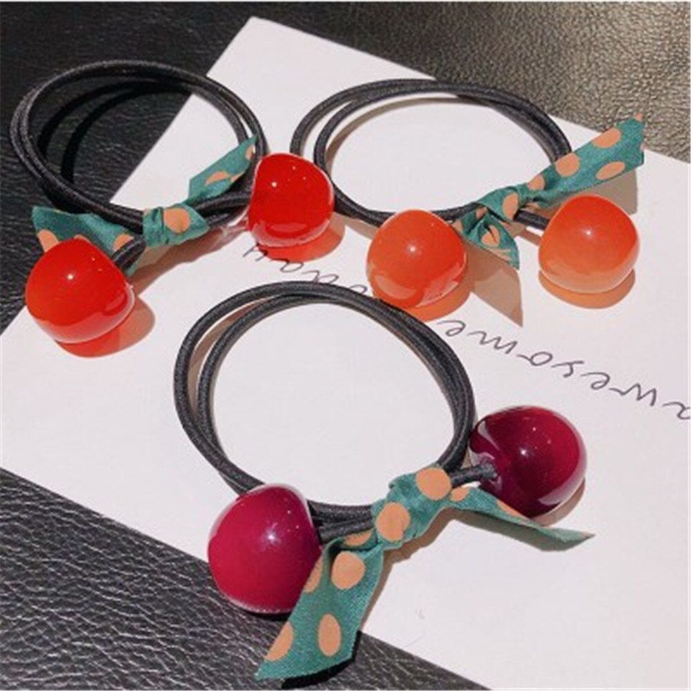 Frauen Haar Krawatten Elastische Gummibänder Bogen Mädchen Acryl Kirsche Blume Bär Bogen Knoten Koreanische Kopf Zubehör Scrunchies Großhandel – Bild 3