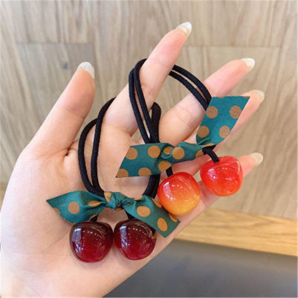 Frauen Haar Krawatten Elastische Gummibänder Bogen Mädchen Acryl Kirsche Blume Bär Bogen Knoten Koreanische Kopf Zubehör Scrunchies Großhandel – Bild 4