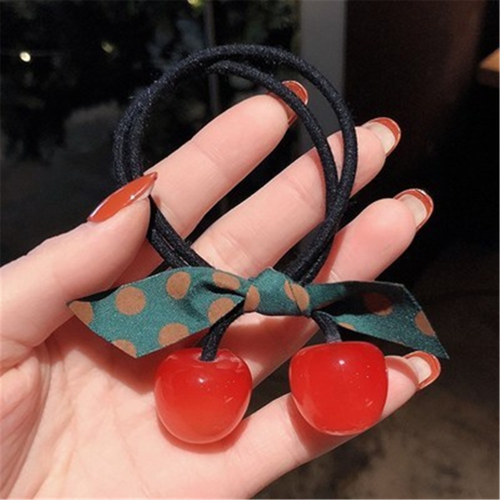 Frauen Haar Krawatten Elastische Gummibänder Bogen Mädchen Acryl Kirsche Blume Bär Bogen Knoten Koreanische Kopf Zubehör Scrunchies Großhandel – Bild 5