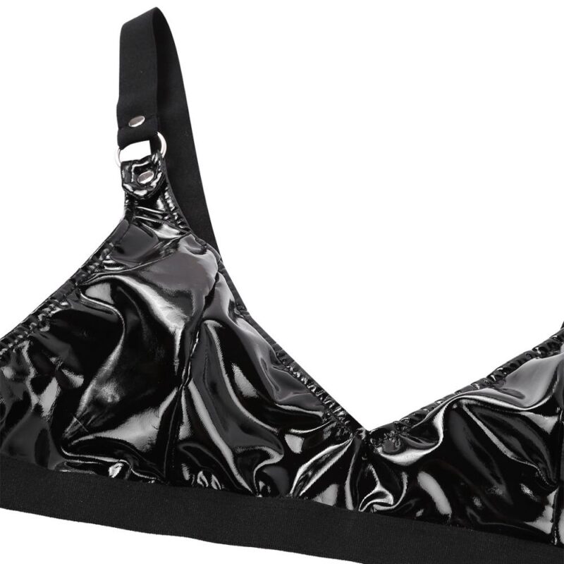 Frauen Hot Micro Bikini Dessous Set Wetlook Leder Latex Bh Top Mini T Zurück G-string Briefs Unterwäsche Club Exotische dancewear – Bild 5