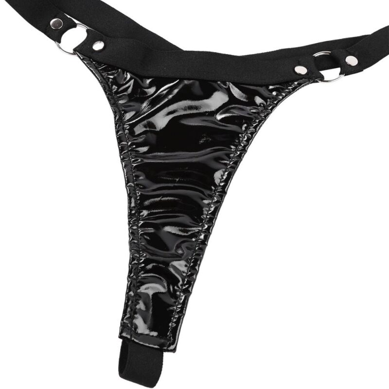 Frauen Hot Micro Bikini Dessous Set Wetlook Leder Latex Bh Top Mini T Zurück G-string Briefs Unterwäsche Club Exotische dancewear – Bild 6