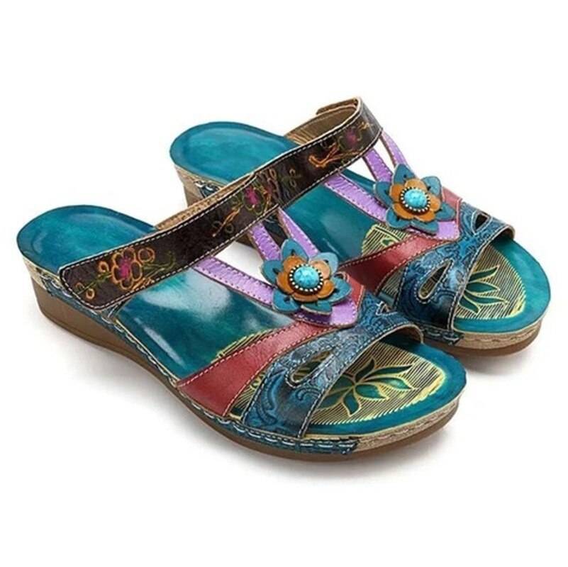 Frauen Sandalen Mit Hohen Absätzen Hausschuhe Ethnische Blume Sandalen Weiblichen Sommer Schuhe Casual Strand Schuhe Flip Flop Chaussures Femme Plattform – Bild 2