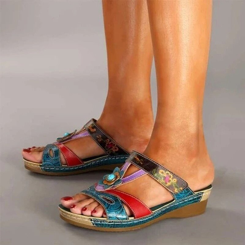 Frauen Sandalen Mit Hohen Absätzen Hausschuhe Ethnische Blume Sandalen Weiblichen Sommer Schuhe Casual Strand Schuhe Flip Flop Chaussures Femme Plattform – Bild 3