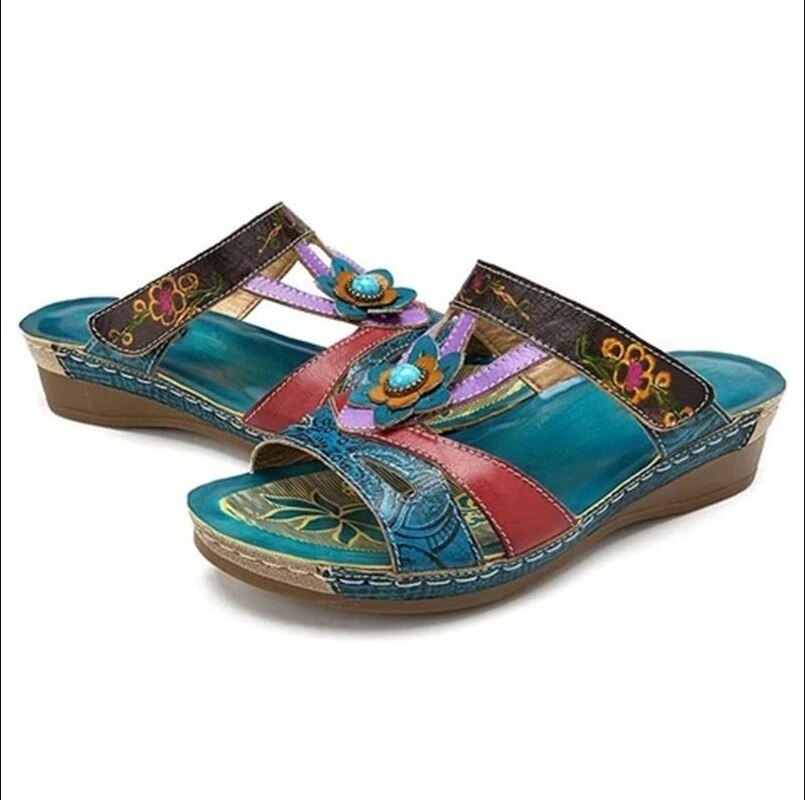 Frauen Sandalen Mit Hohen Absätzen Hausschuhe Ethnische Blume Sandalen Weiblichen Sommer Schuhe Casual Strand Schuhe Flip Flop Chaussures Femme Plattform – Bild 5