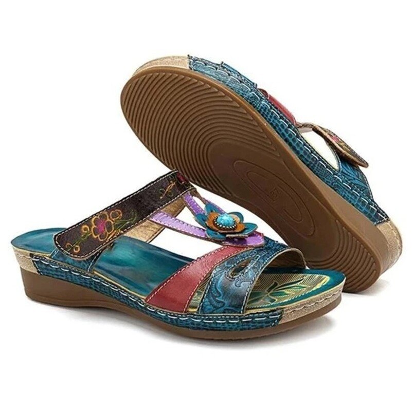Frauen Sandalen Mit Hohen Absätzen Hausschuhe Ethnische Blume Sandalen Weiblichen Sommer Schuhe Casual Strand Schuhe Flip Flop Chaussures Femme Plattform – Bild 6