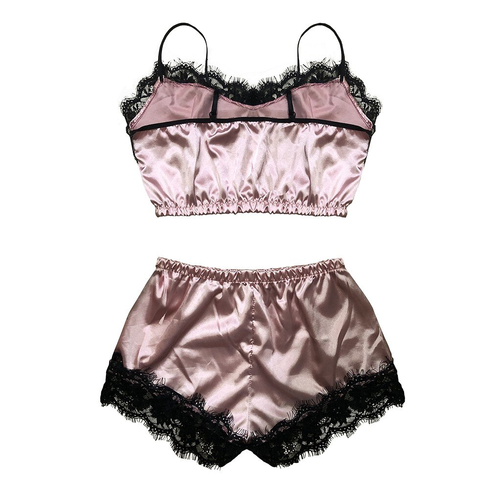 Frauen Satin Spitze Leibchen Mit Bogen Shorts Pyjamas Neue Damen Boyshort Dessous Nachtwäsche Set S-XL Dessous Body Korsett Femme – Bild 6