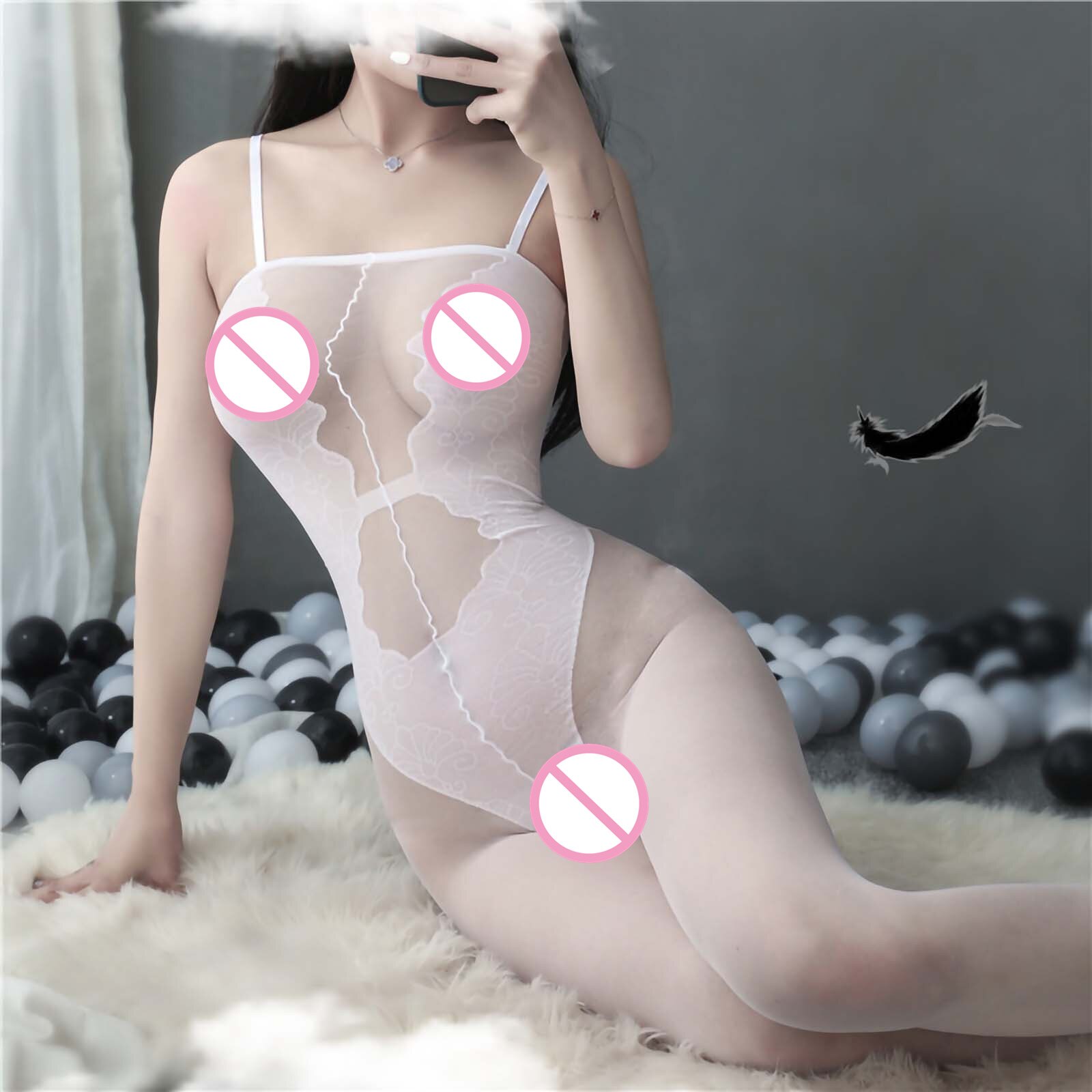 Frauen Sexy Dessous Porno Gabelung Hohl Strümpfe Net Kleidung Transparente Einheitliche Versuchung Einteiliges Silk Sexy Bodys – Bild 3