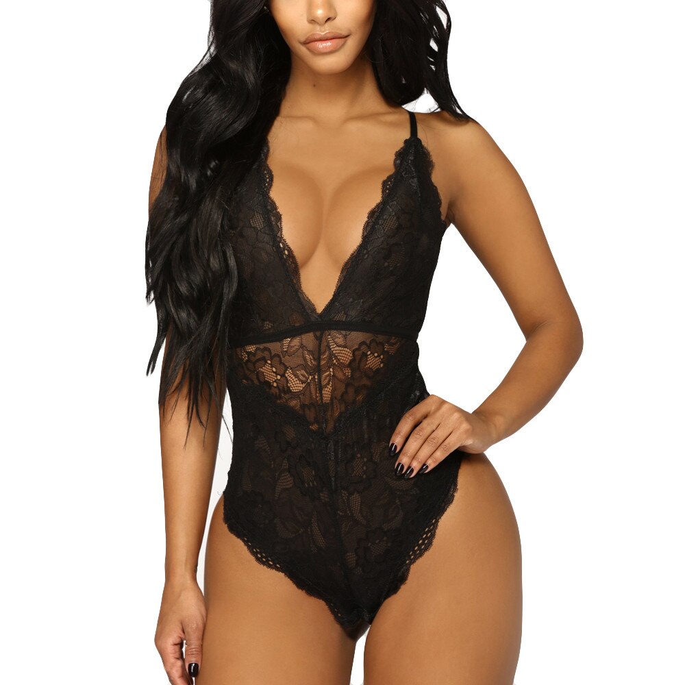 Frauen Sexy Dessous Teddy Erotische Tiefe V Unterwäsche Sling Nachtwäsche Spitze Rassig Versuchung Body Schwarz Sexi Dessous Porno Mujer