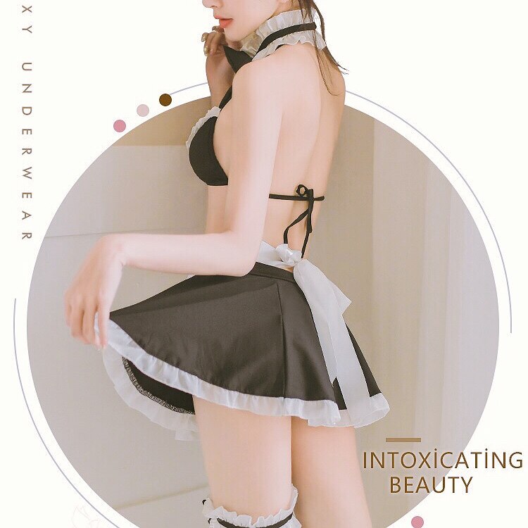 Frauen Sexy Exotische Dessous Französisch Schürze Unterwäsche Cosplay Maid Kostüm Lenceria Porno Kleidung Nachtwäsche Student Uniform – Bild 3