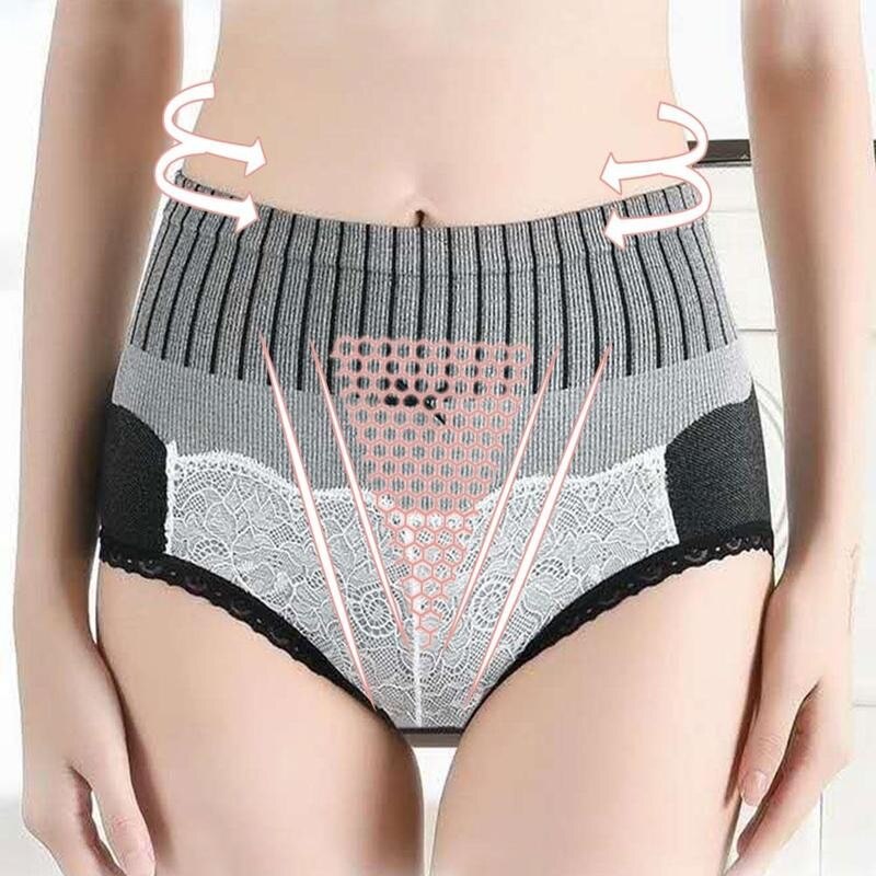 Frauen Sexy Hohe Taille Unterwäsche Weiche Elastische Spitze Briefs Gestaltung Spitze Hip Fahrstuhl Reine Unterwäsche Höschen Damen Baumwolle Slip M2T7 – Bild 3