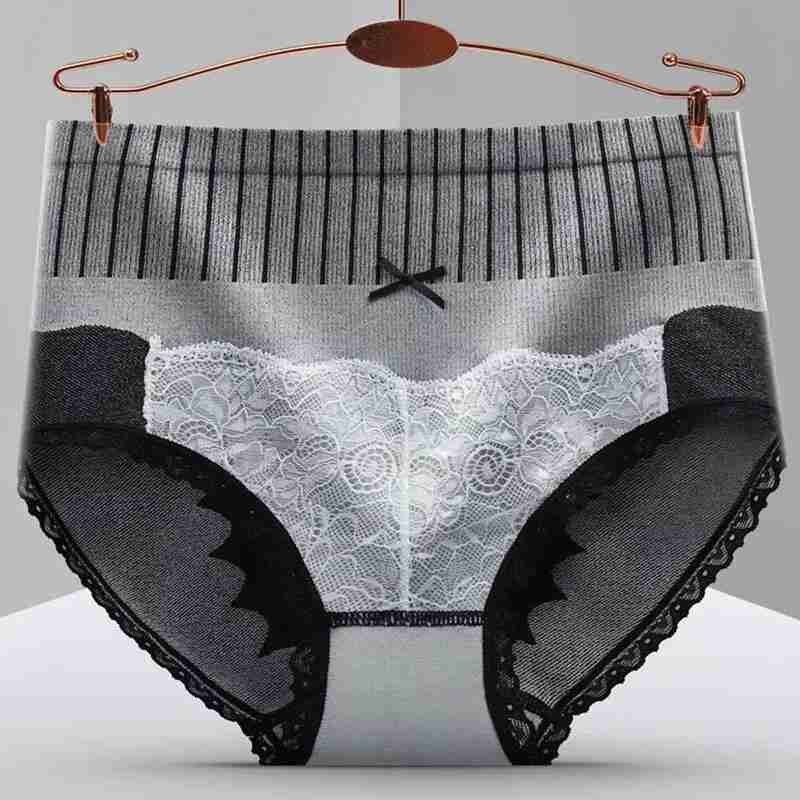 Frauen Sexy Hohe Taille Unterwäsche Weiche Elastische Spitze Briefs Gestaltung Spitze Hip Fahrstuhl Reine Unterwäsche Höschen Damen Baumwolle Slip M2T7 – Bild 5