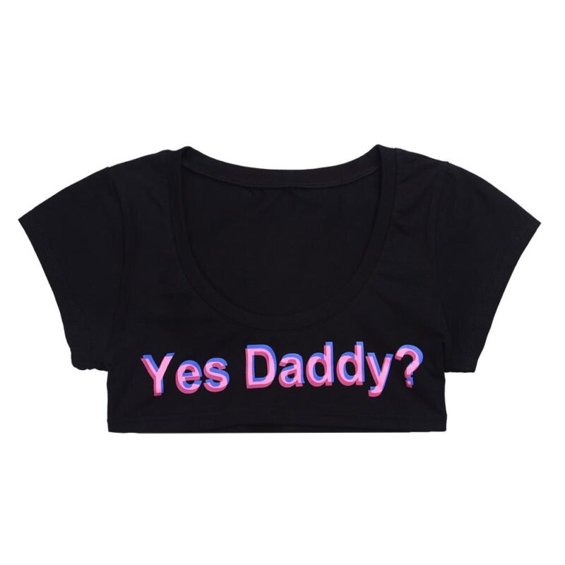 Frauen Sexy Mini Kurze Tees Erotische Schule Mädchen Brief Gedruckt Bh Bluse Sommer Mode Crop Tops Nacht Club Rave Cosplay tanks – Bild 4