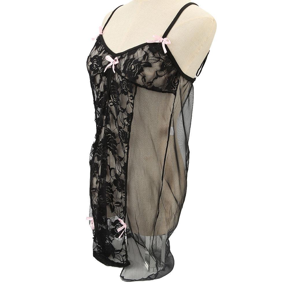 Frauen Sexy Nachtwäsche Tiefem V-ausschnitt Sehen Durch Bowknot Dekor Nachtwäsche Kleid Transparent Bodys Kostüme Babydolls Unterwäsche