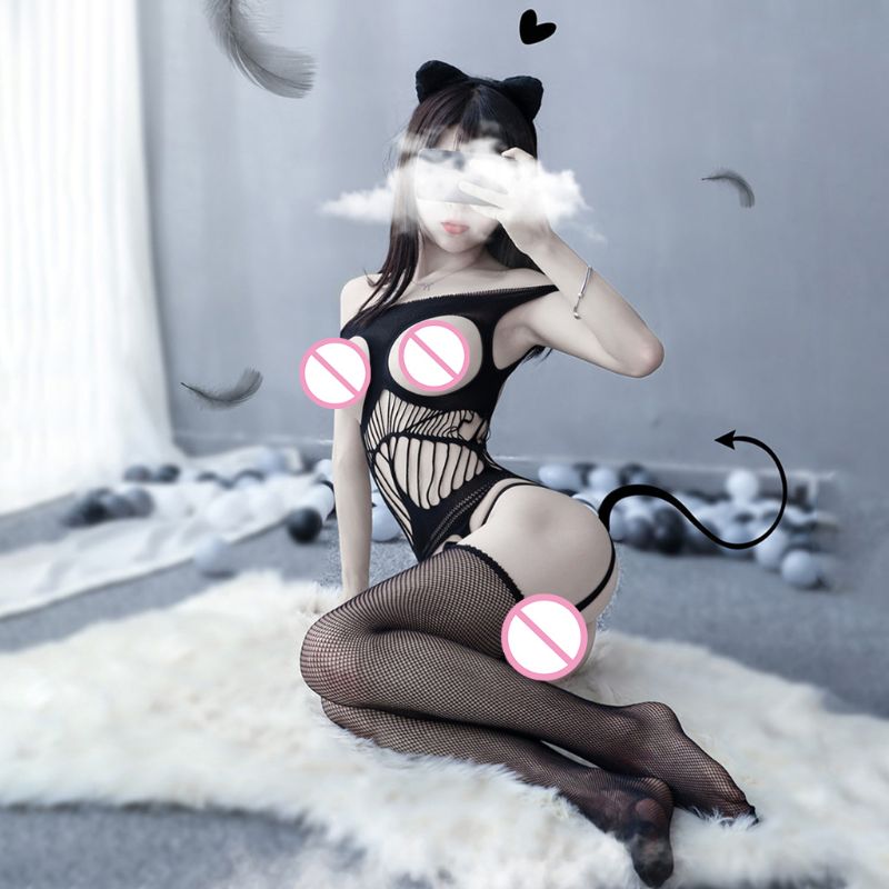 Frauen Sexy Off Schulter Aushöhlen Dessous Body Fishnet Strümpfe Open Cup Ouvert Nachtwäsche Bodystockings – Bild 3