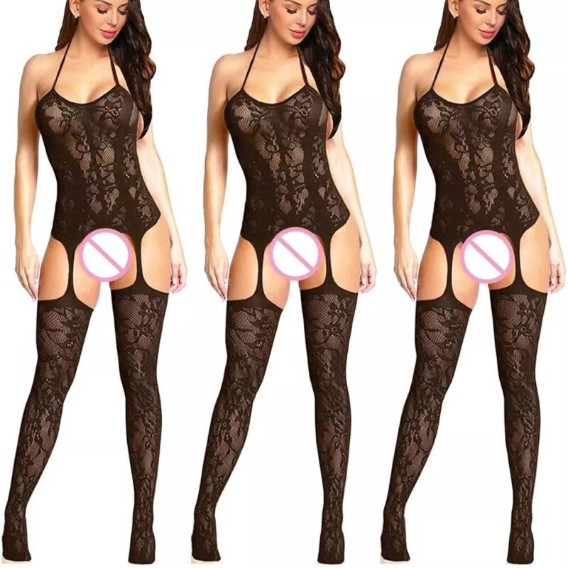 Frauen Sexy ouvert body Dessous Erotische Bodystocking Körper anzug Kostüme Body stocking Babydolls Strumpfhosen sheer catsuit – Bild 3