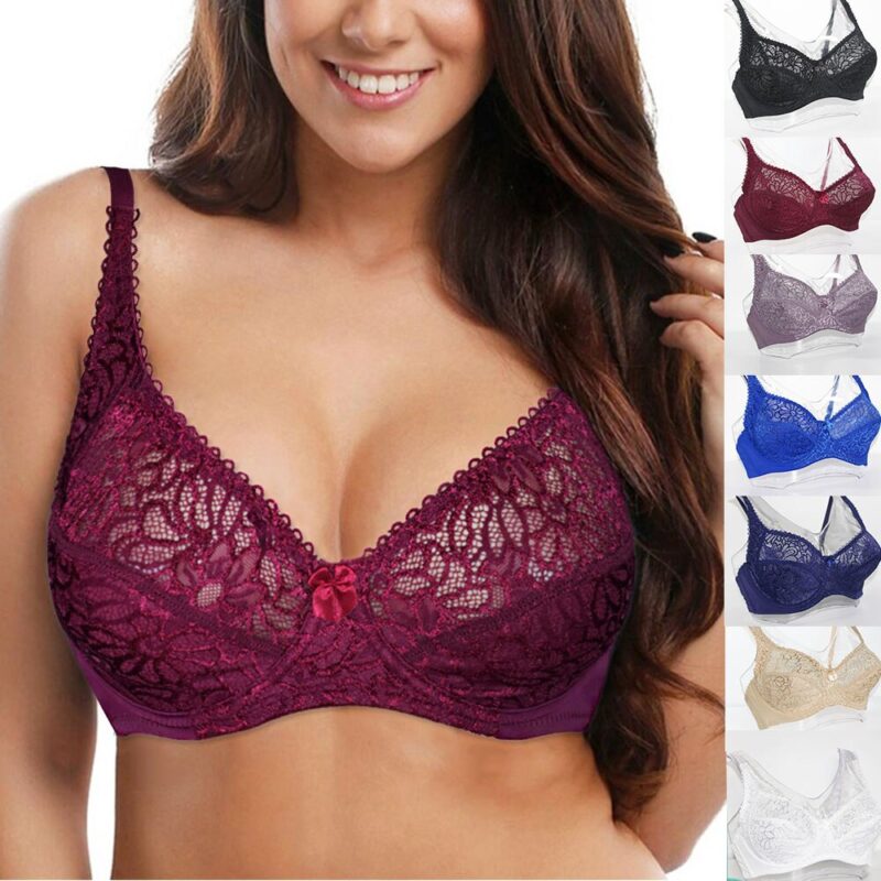 Frauen Spitze Bhs Ultra-dünne perspektive Bralette Tiefe V Bh Sexy Dessous BH Tops Plus Größe B C D E F Tasse – Bild 6