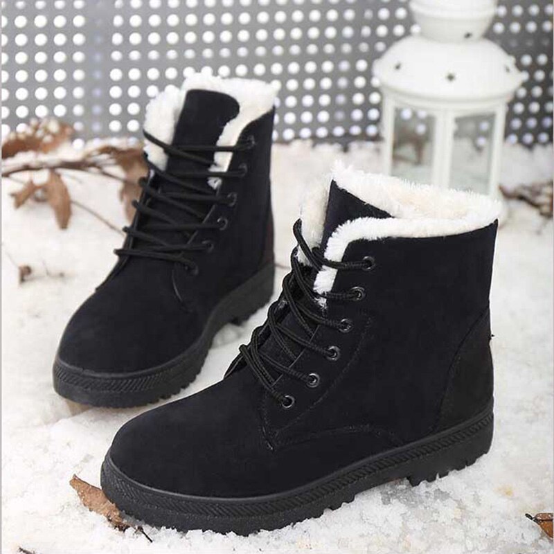 Frauen Stiefel Plus Größe 44 Schnee Boot Für Frauen Winter Schuhe Heels Winter Stiefel Ankle Botas Mujer Warm Plüsch Einlegesohle schuhe Frau – Bild 2