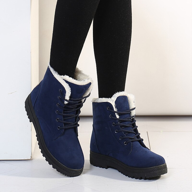 Frauen Stiefel Plus Größe 44 Schnee Boot Für Frauen Winter Schuhe Heels Winter Stiefel Ankle Botas Mujer Warm Plüsch Einlegesohle schuhe Frau – Bild 3