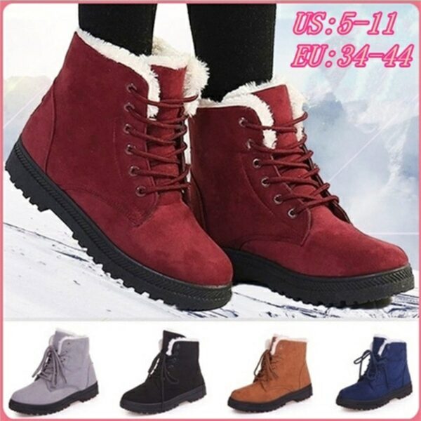 Frauen Stiefel Plus Größe 44 Schnee Boot Für Frauen Winter Schuhe Heels Winter Stiefel Ankle Botas Mujer Warm Plüsch Einlegesohle schuhe Frau