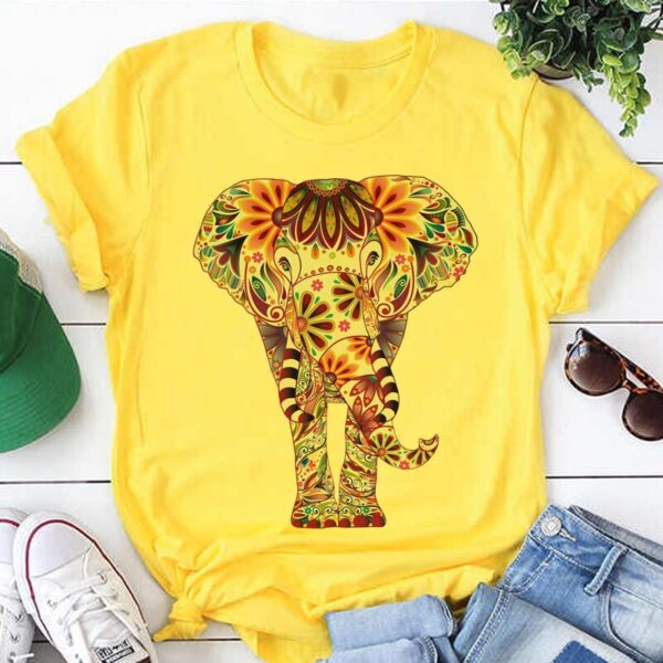 Frauen T Shirt 2020 Neue Sommer Kurzarm Bunte Elefanten Mode Dame T-shirts Tops Damen Frauen Grafik Weibliche T T-shirt