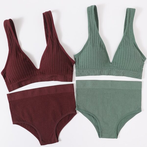 Frauen Tiefe V Bh Und Panty Set Nahtlose Tanks Top Set Bh Crop Top Weibliche Sexy Unterwäsche Hohe Taille Kurze bralette Dessous Set