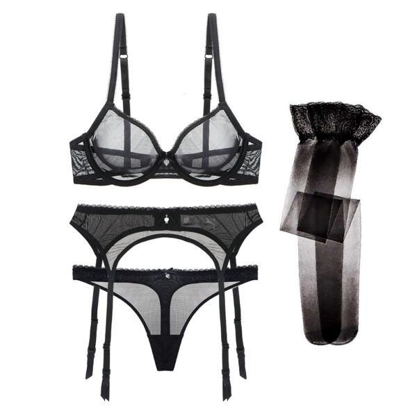 Frauen Transparent Ultra-dünnen Dessous Unterwäsche Solid Spitze Sehen Durch Dessous Frauen Bh set 4 Teile/lose