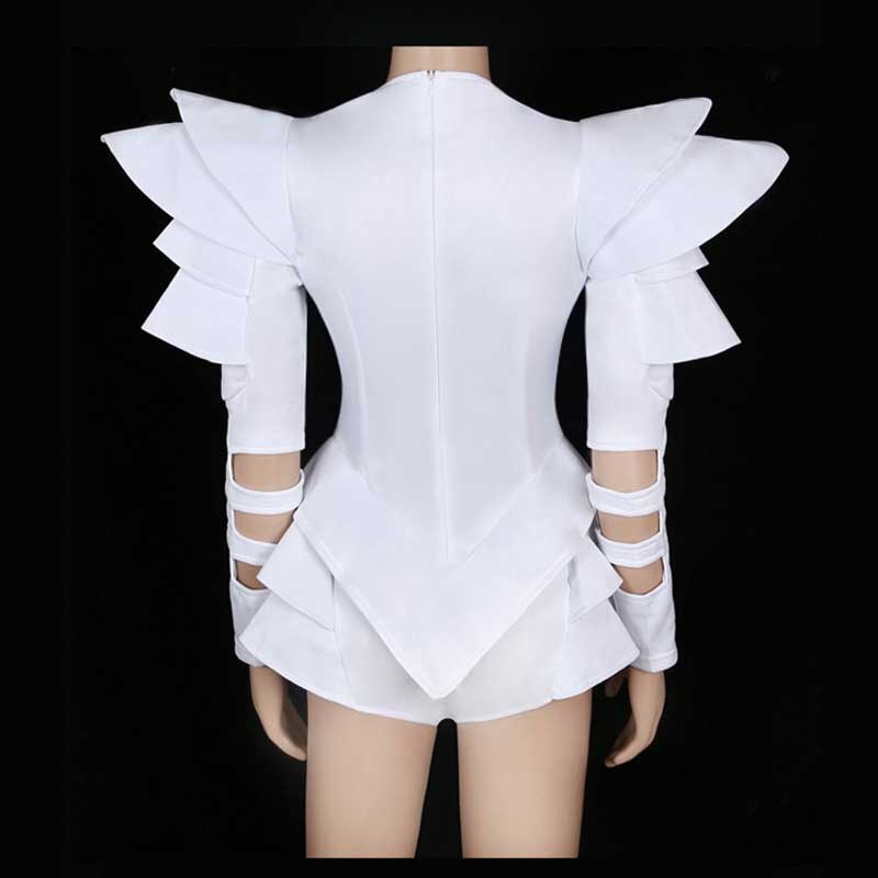 Frauen Weiß Body Jazz Dance Kostüme Bar Dj Tänzer Sexy Nachtclub DS Sänger Hiphop Kleidung Strass Outfit Bühne Tragen – Bild 4