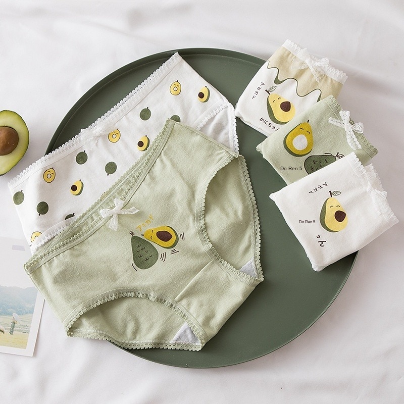 Frauen höschen Avocado Gedruckt Unterwäsche Dame Grün Schriftsätze Weibliche Baumwolle Dessous Damen Cartoon Mädchen Panty
