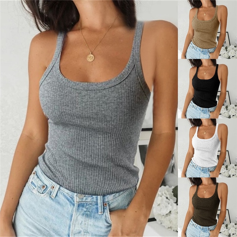 Frauen Rmellose Spaghetti Weste Qualit T Gestrickte Camis U Neck Tank