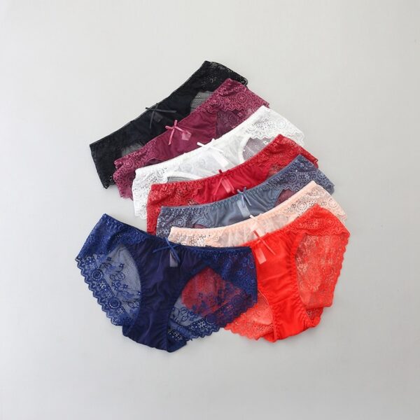 Frauen's Sexy Spitze Höschen Niedrigen Taille Slips Bestickte Durchbrochene Einfarbig Damen Briefs