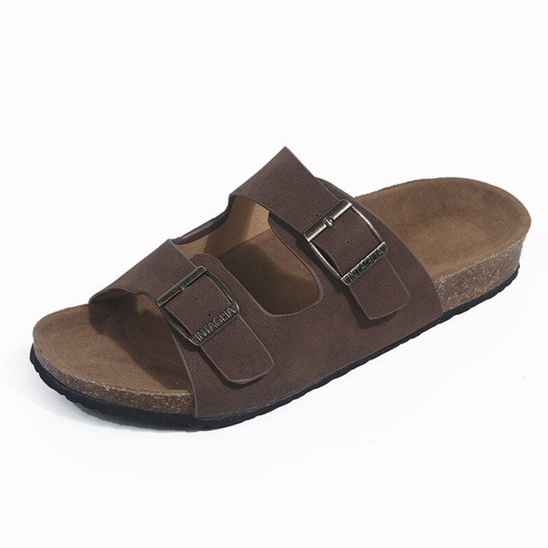 Günstige Sommer Frau Sandalen Flache Hausschuhe Wildleder Sandalen Kork Sohle Gleitet Beiläufige Flip Flop Hausschuhe Strand Wohnungen Schuhe Plus Größe 44 – Bild 4