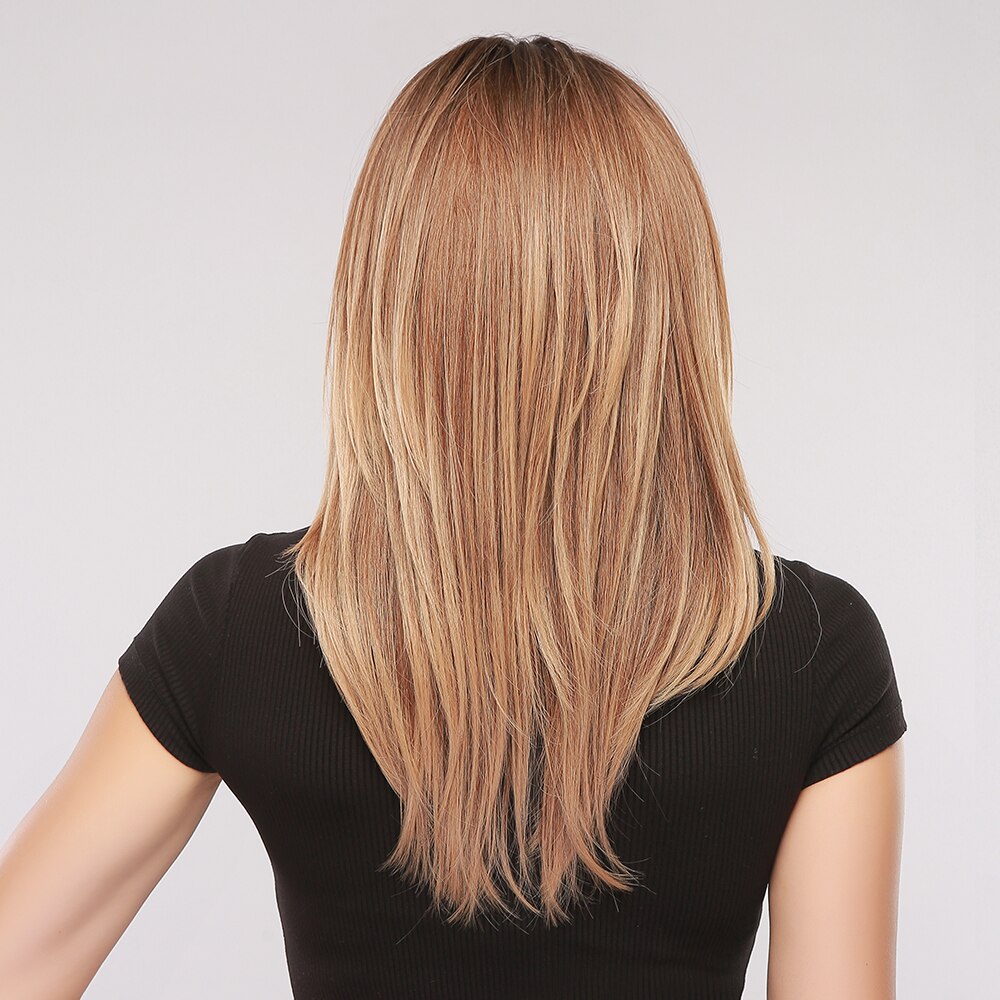 GEMMA Synthetische Medium Wellenförmige Natürliche Perücken Mit Pony für Schwarze Frauen African American Ombre Schwarz Braun Cosplay Partei Falsche Haar – Bild 4
