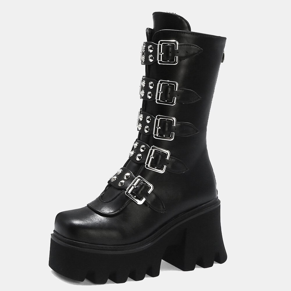 GIGIFOX 2020 Big Größe 44 Top Qualität High Heels Winter Dropship Frauen Schuhe Plattform Mode Coolen Street Motorräder Stiefel – Bild 5