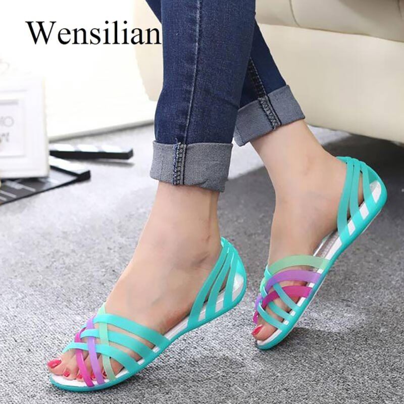 Gelee Schuhe Frauen Sandalen Klar Schuhe transparent schuhe Peep Toe Sandalia Feminina Strand Schuhe Damen Rutschen Alias Mujer – Bild 3