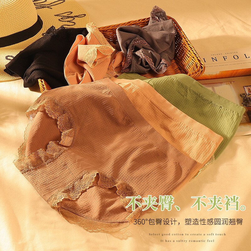 Graphene Feuchtigkeit-durchführung von Unterwäsche Damen Mid-taille Sexy Spitze Baumwolle Gabelung Mädchen Slips Unterwäsche Frauen Plus Größe – Bild 3