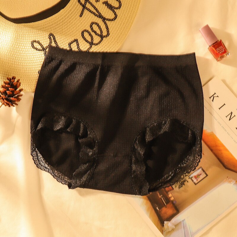 Graphene Feuchtigkeit-durchführung von Unterwäsche Damen Mid-taille Sexy Spitze Baumwolle Gabelung Mädchen Slips Unterwäsche Frauen Plus Größe – Bild 6