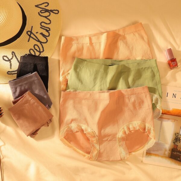 Graphene Feuchtigkeit-durchführung von Unterwäsche Damen Mid-taille Sexy Spitze Baumwolle Gabelung Mädchen Slips Unterwäsche Frauen Plus Größe