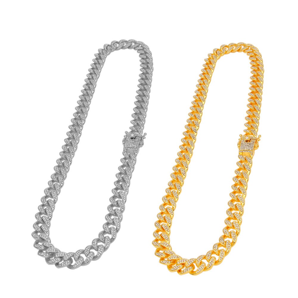 Kaufe Halskette Hip-Hop 15 Mm Dreireihige Diamant-kubanische Kette Persönlichkeit Hipster Herren