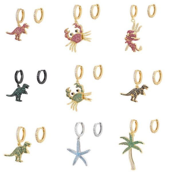 HECHENG 1 paar CZ Regenbogen asymmetrische Ohrringe Großhandel 10% off karton Tiere schmuck zubehör Für Frauen VD454