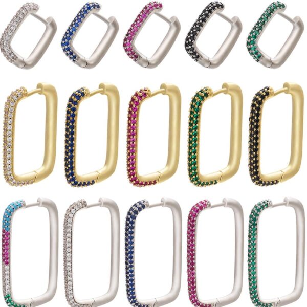 HECHENG 1PC regenbogen bunte hoop ohrringe CZ großhandel geometrische gold silber farbe für frauen mädchen schmuck VE144
