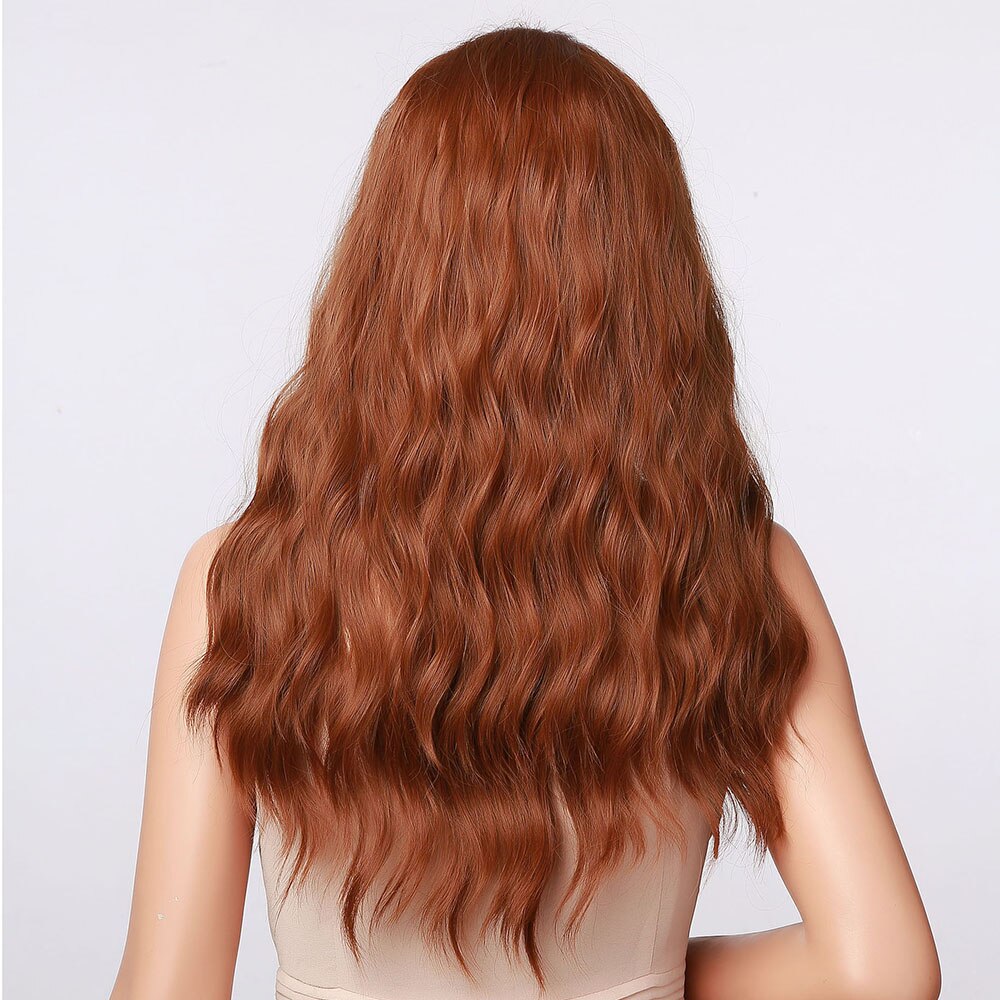 HENRY MARGU Lange Wellenförmige Braun Rot Orange Perücken mit Pony Cosplay Partei Synthetische Haar Perücken für Schwarze Frauen Afro Wärme beständig – Bild 4