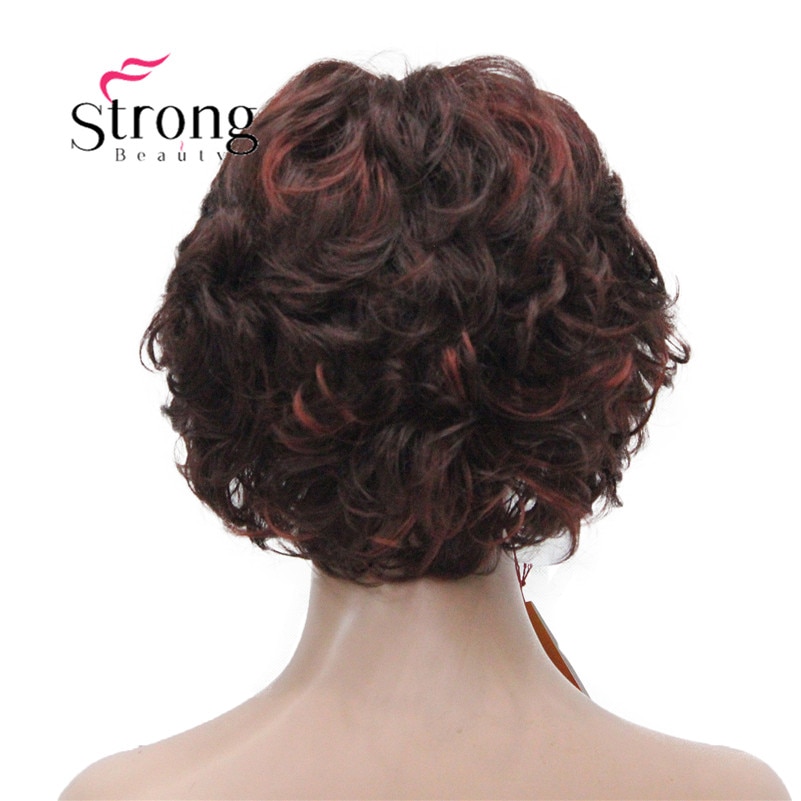 E-7125 #33H350 New Wavy Curly Auburn Mix Red Short Synthetic Hair Full Women's daily Party Wig (10)