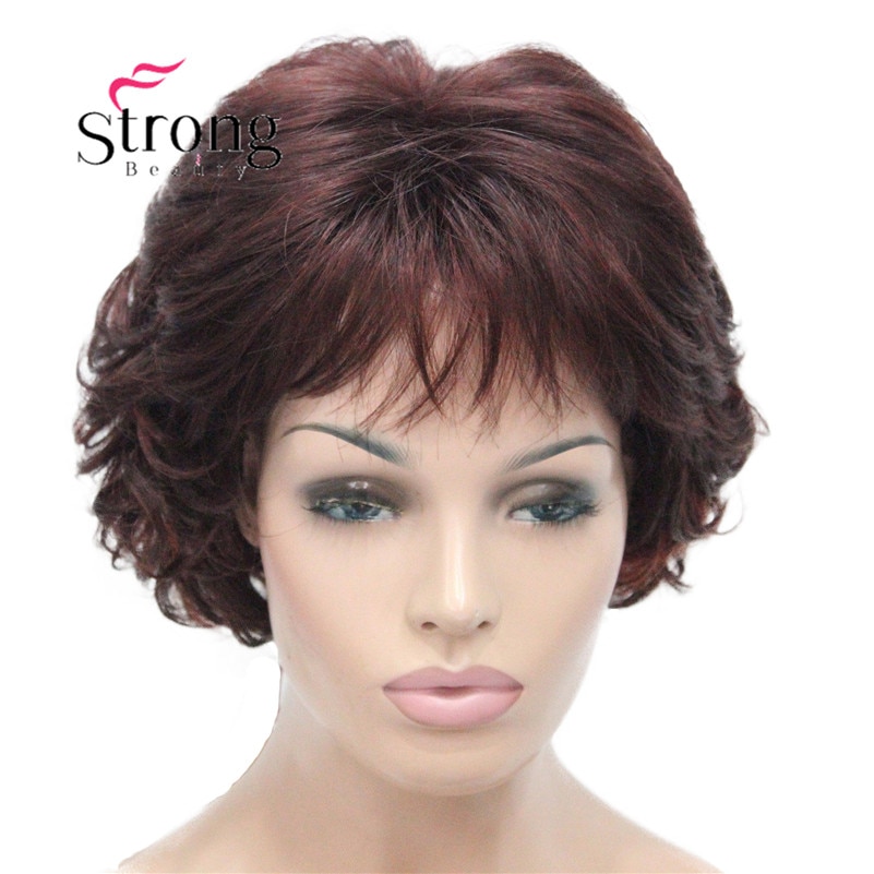 E-7125 #33H350 New Wavy Curly Auburn Mix Red Short Synthetic Hair Full Women's daily Party Wig (9)
