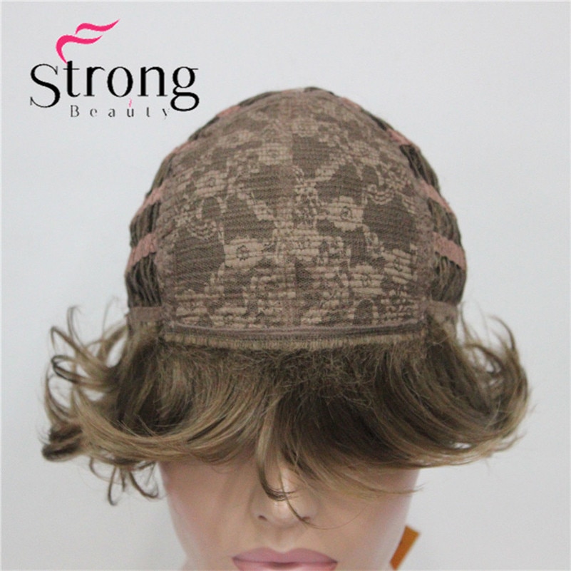 E-7125 #12New Wavy Curly Wig Light Reddish Brown Short Synthetic Hair Full Women's Wigs (6)