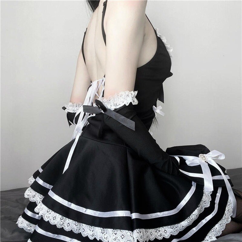 Handschuhe Hut Höschen Exotische Sets Japanischen Sexy Schülerin Gothic Lolita Nachthemd Frauen Kawaii Porno Maid Cosplay Kostüm Uniform – Bild 4