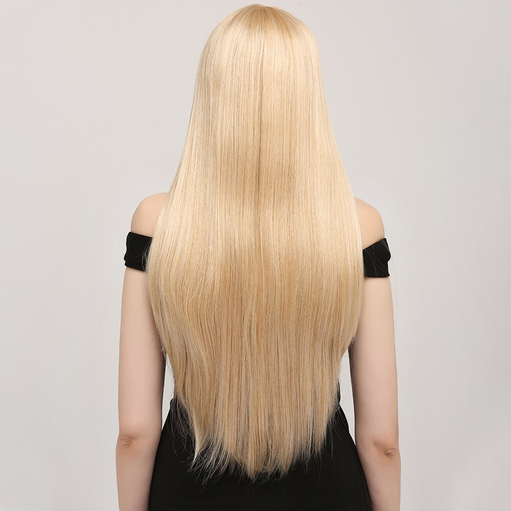 Braune Damen Perücke Lang Mit Pony – Synthetische Alltagsperücke Für Party, Karneval & Halloween (VD130A)